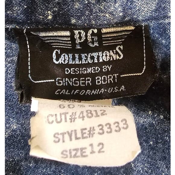 PG Collection Ginger Bolt vintage denim dress sz12 blue stonewash western 80s - Picture 6 of 12